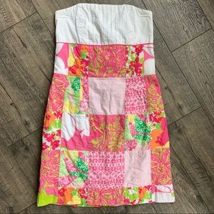 VGUC Lilly Pulitzer Patchwork Strapless Dress | 0